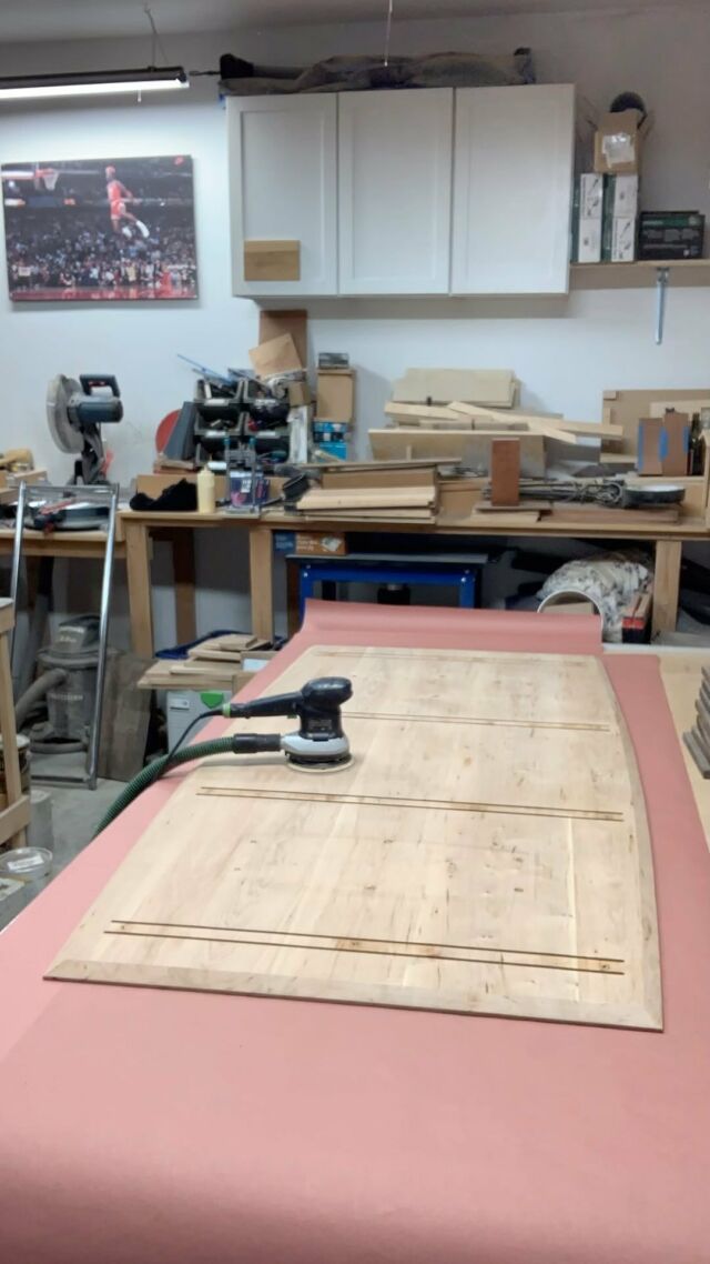 Beginning the finishing process for the table top. #customfuniture #custommade
